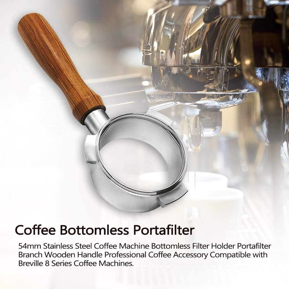Decdeal 54mm Bottomless Portafilter, 54mm Bottomless Naked Portafilter Compatible with Breville 8 Series and 54mm Breville Machines