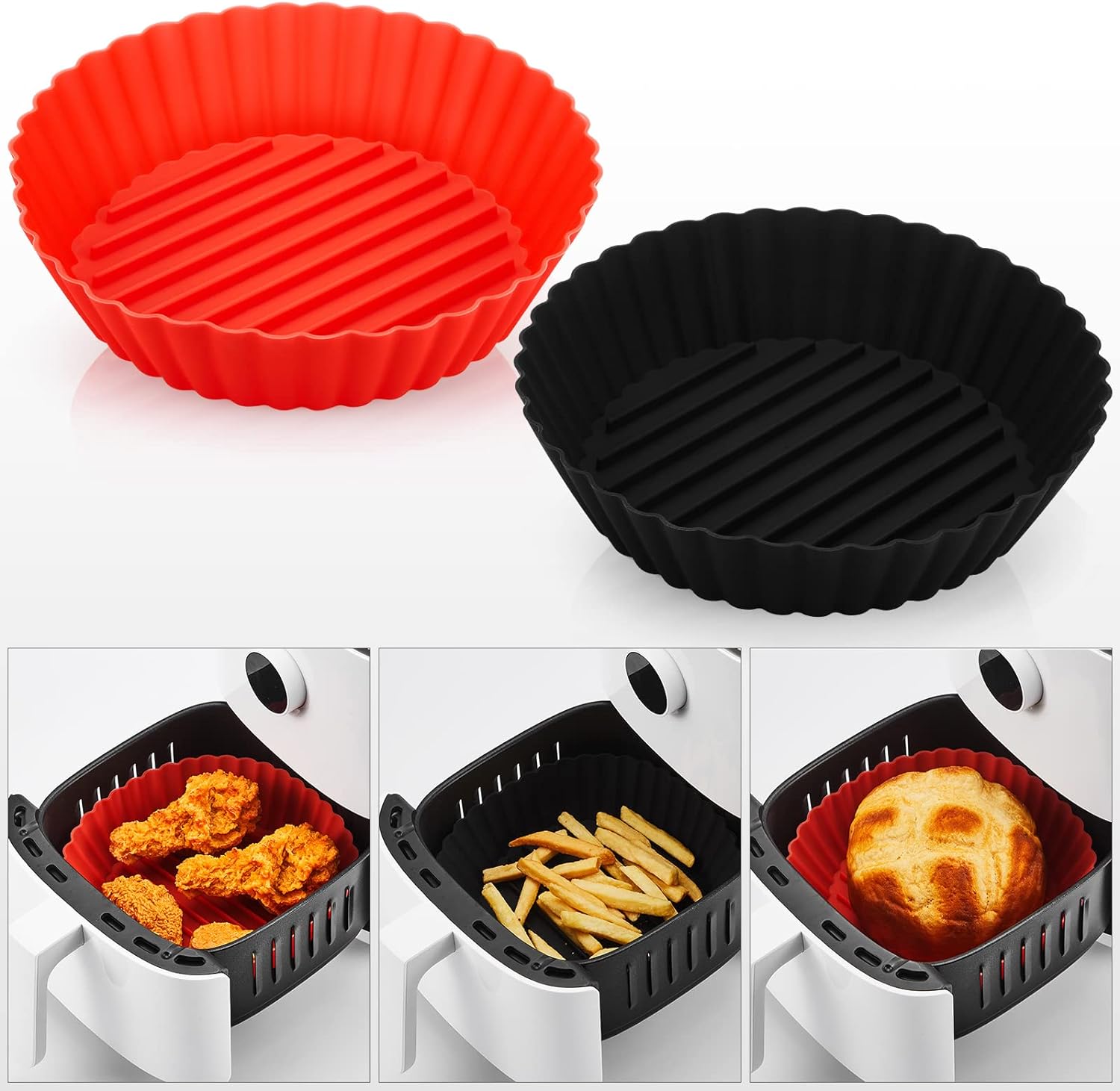 Generic 2 Pcs Air Fryer Silicone Pot Air Fryer Oven Accessories Air Fryer Liners Basket Replacement for Flammable Parchment Liner Paper