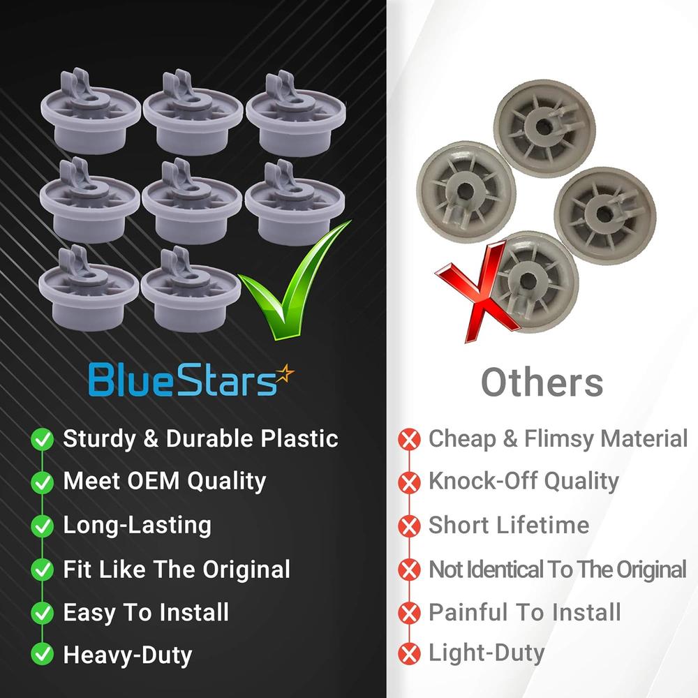Bluestars Ultra Durable 165314 Dishwasher Lower Rack Wheel Bosch Dishwasher Parts  - Easy to Install - Exact Fit for Bosch