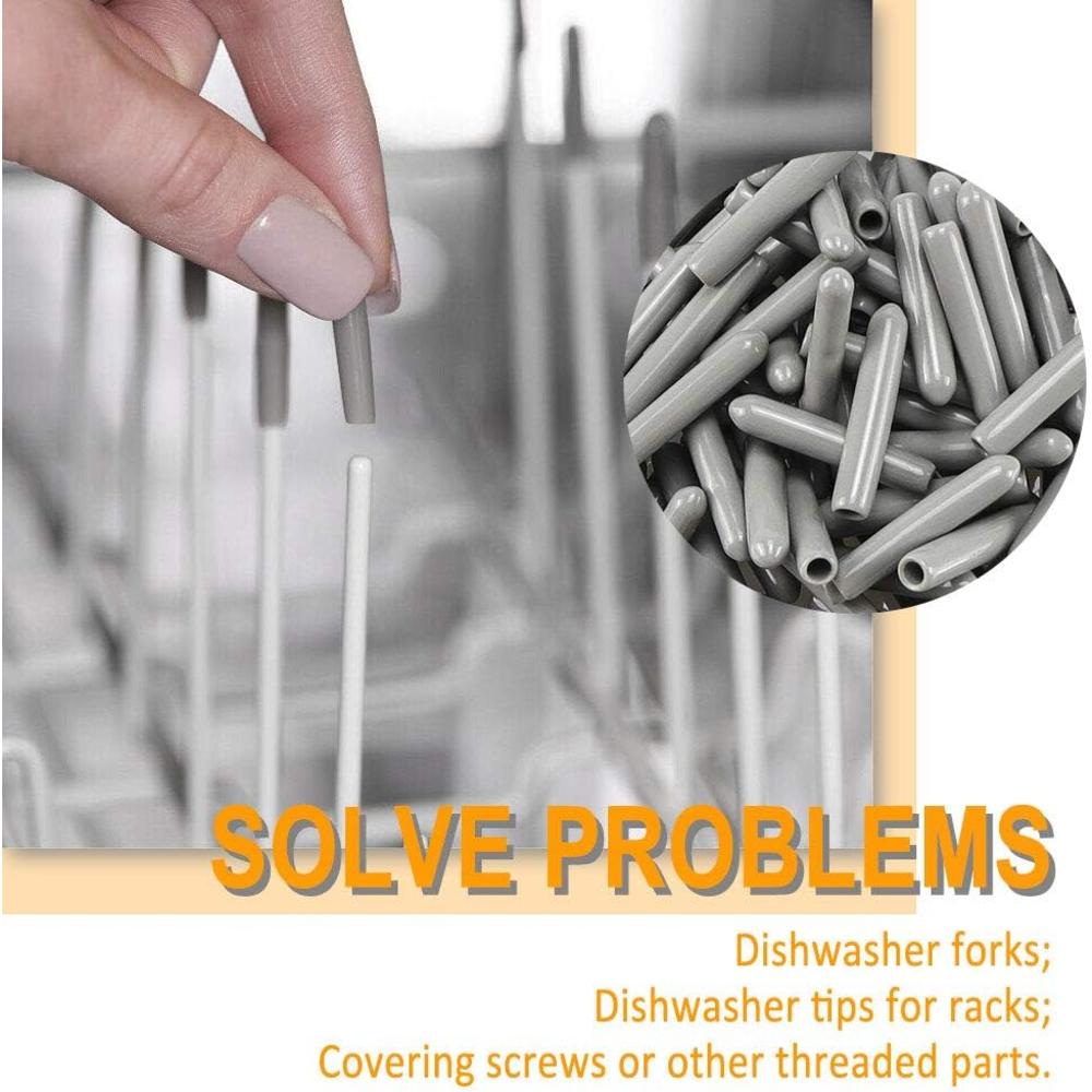 Cenipar Dishwasher Rack Tine Prong Repair End Cover Caps (100pcs) Anti Slip 1 inch Round Tips