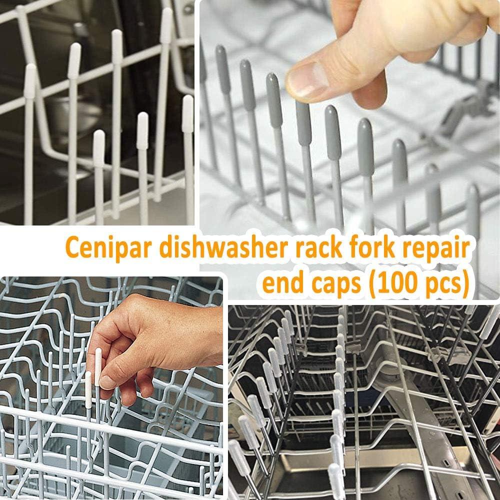 Cenipar Dishwasher Rack Tine Prong Repair End Cover Caps (100pcs) Anti Slip 1 inch Round Tips