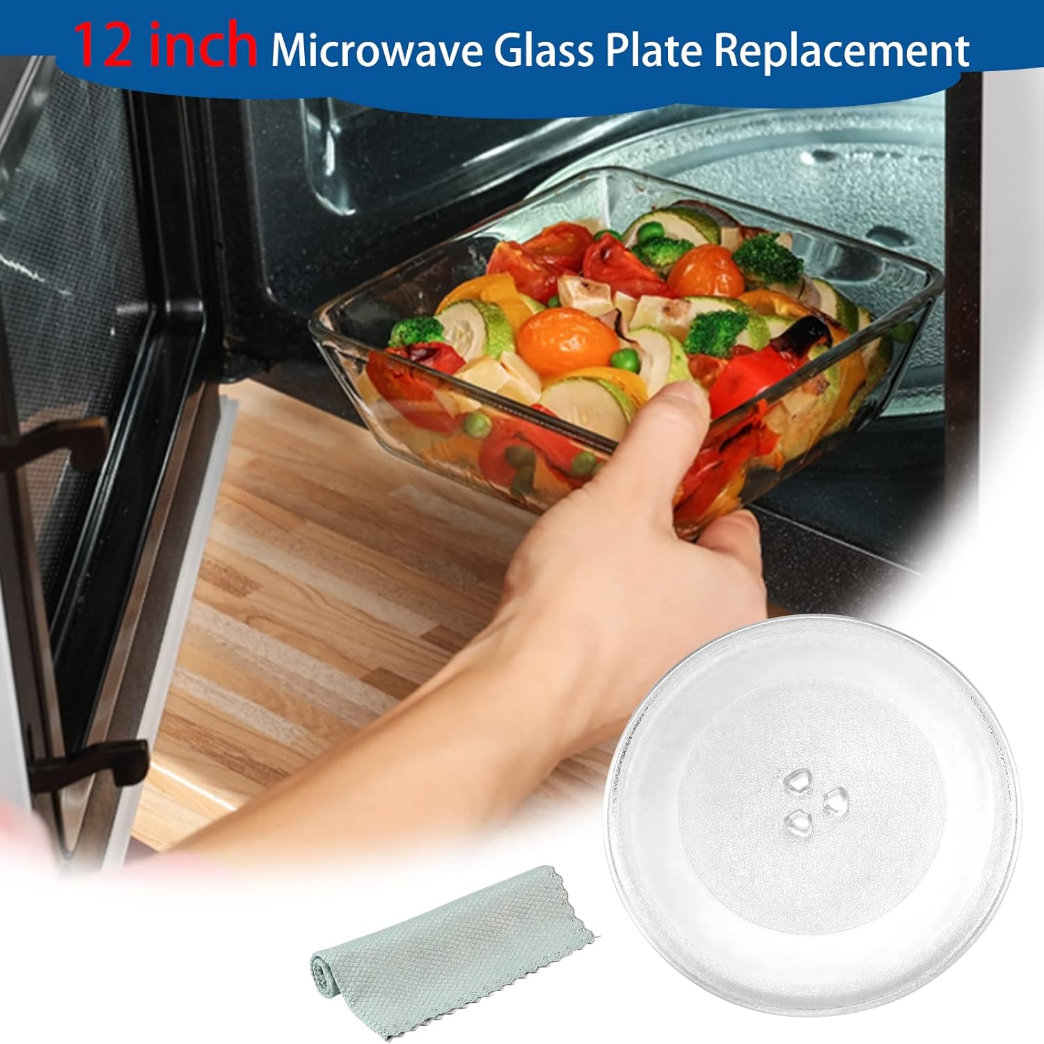 Fetechmate 12" Microwave Glass Plate Replacement W10337247 Glass Turntable Tray for whirl.pool Microwave replace W11291538 W11367904