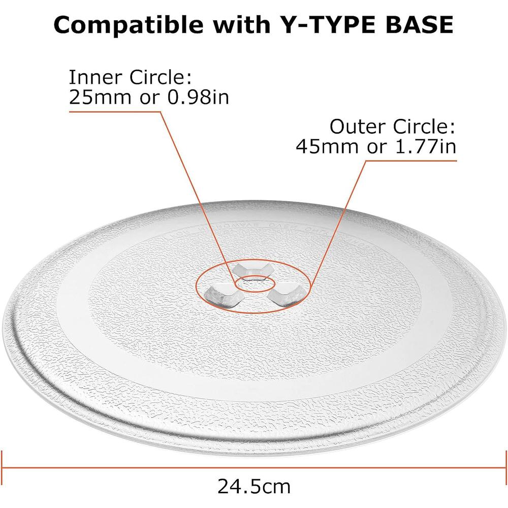 LISHINE 9.6"/24.5cm Microwave Glass Plate Turntable Replacement, Small , Microwave Glass Tray Compatible with Kenmore, Panasonic,
