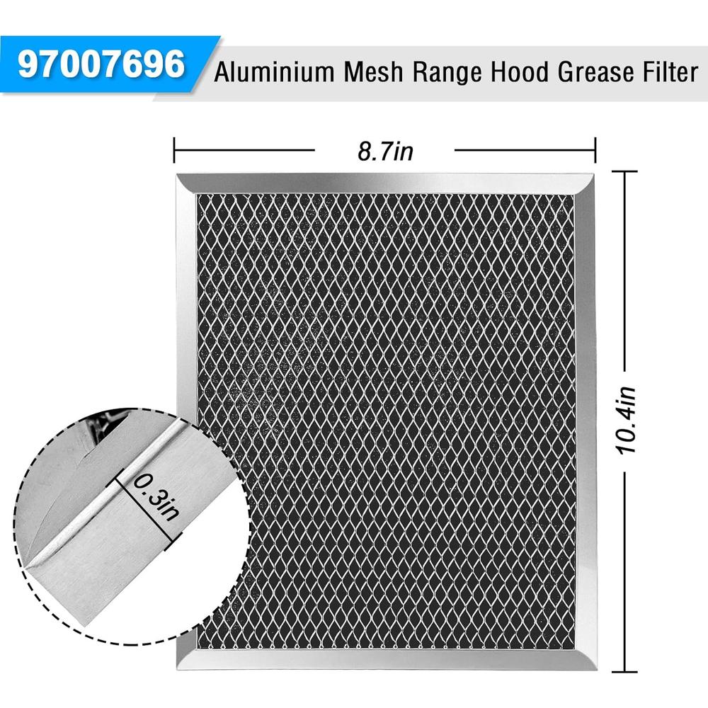 Fetechmate 97007696 Stove Hood Filter 10.5 x 8.75 Inch Stove Vent Filter Replacement 97007696 Aluminium Mesh Range Hood Grease Filter,3 Pa