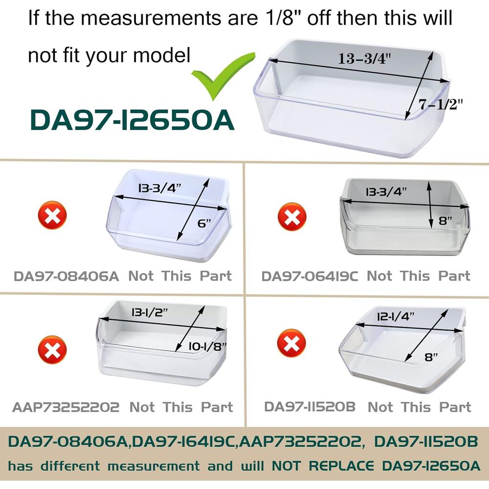 Monst DA97-12650A, DA63-06963A, DA63-07104A, AP5620330 Door Shelf Bin Basket (Right Side) Compatible with Samsung RF26HFPNBSR, RF260B