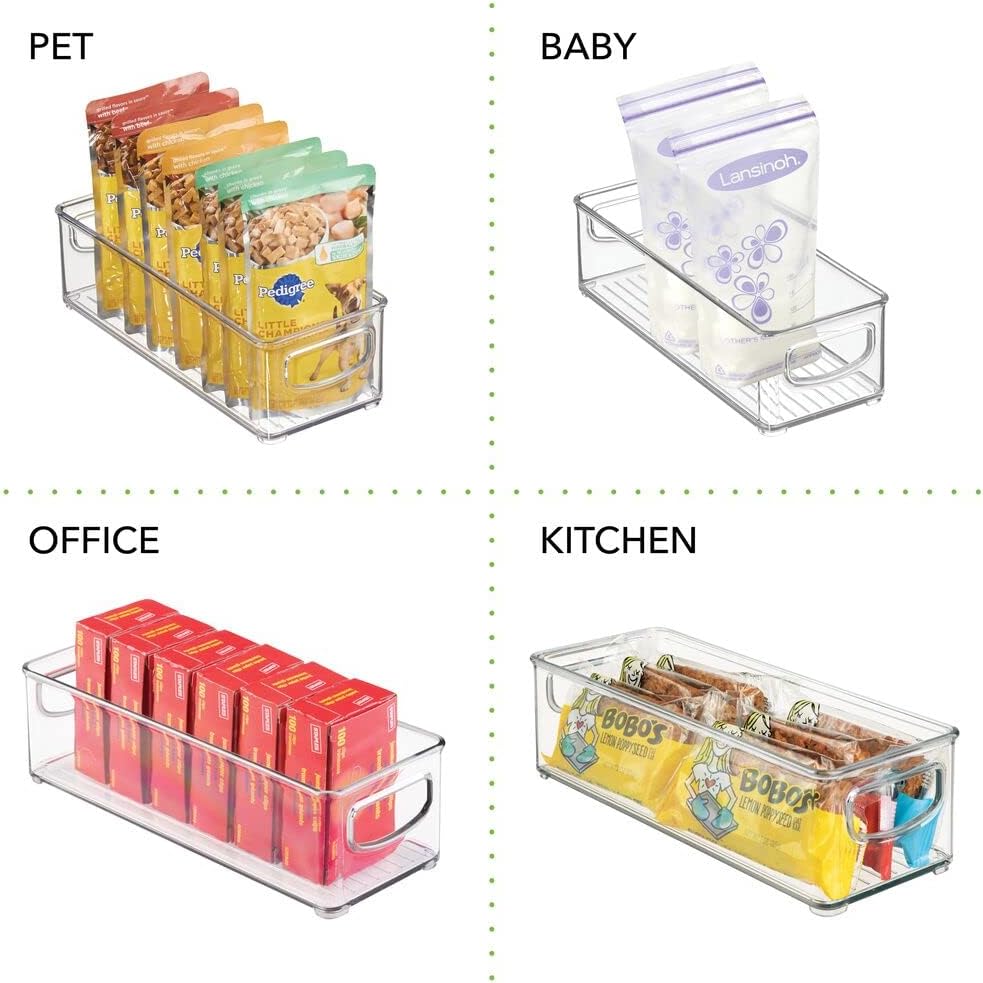 mDesign Plastic Stackable Small Organizing Bin Kitchen Pantry Cabinet, Refrigerator, Freezer Food Organization Storage Bins w/H