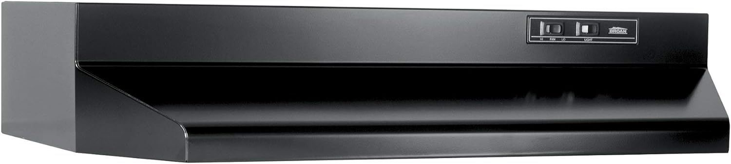 Broan 403023 B000UW02A6 30-inch Under-Cabinet Convertible Range Hood with 2-Speed Exhaust Fan and Light, 210 Max Blower CFM, Black