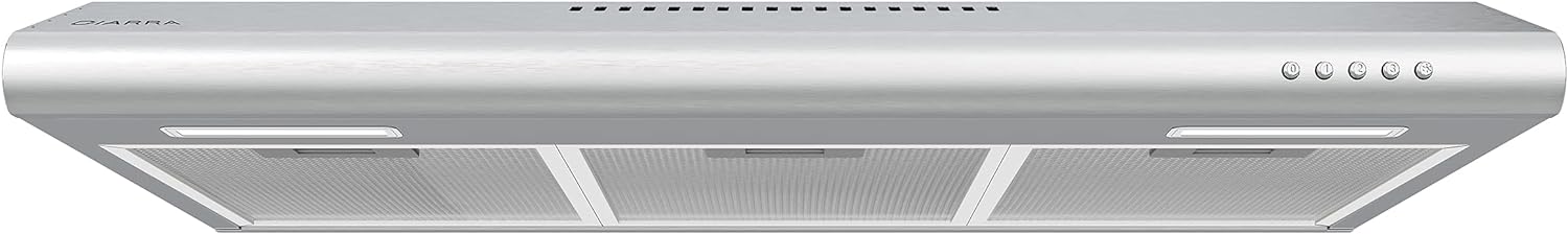 CIARRA Range Hood 30 inch Under Cabinet, Slim Vent Hood with 3 Speed Exhaust Fan, Push Button Control, Ducted and Ductless Convertible