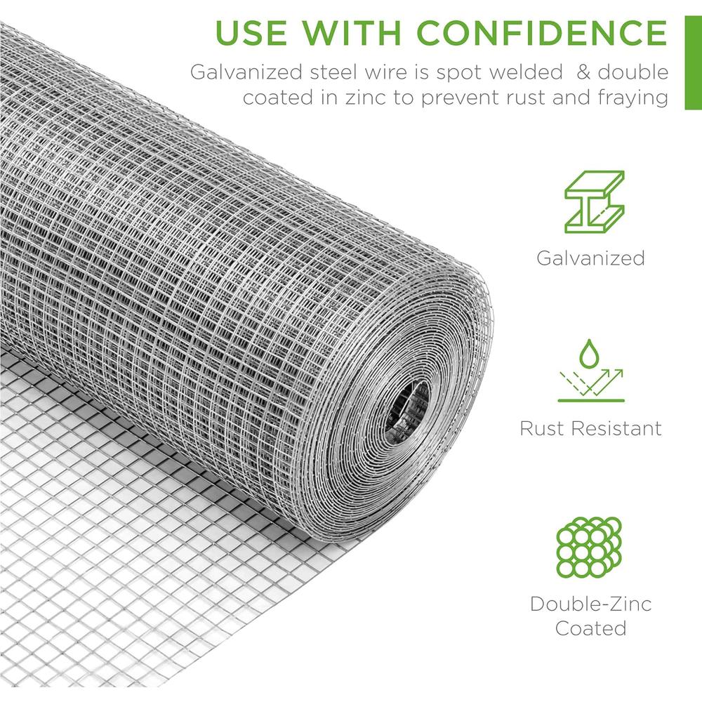 Best Choice Products 3x50ft Hardware Cloth, 1/2in 19-Gauge Galvanized Wire Fence, Double-Zinc Mesh Netting Roll, Welded Cage for Chicken Poultry Coo