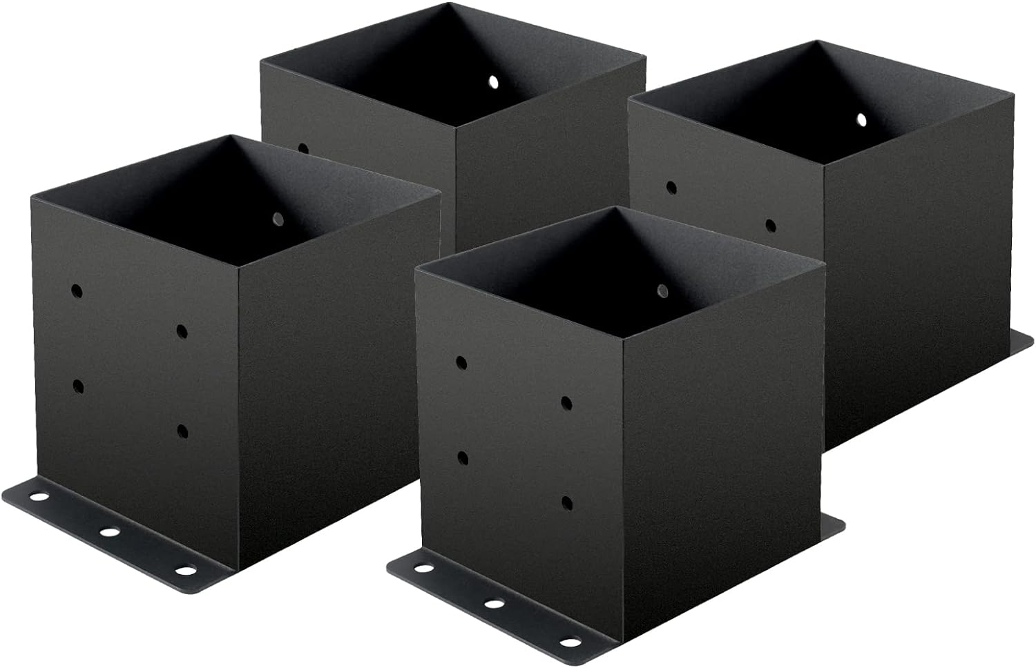 AXWHYS 6x6 Post Base 4 Pcs, (Inner Size 5.6x5.6) Post Brackets, Heavy Duty Black Metal Powder-Coated Thick Steel Post Anchor Outdoor f