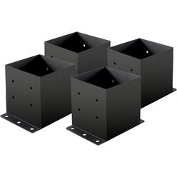 AXWHYS 6x6 Post Base 4 Pcs, (Inner Size 5.6x5.6) Post Brackets, Heavy Duty Black Metal Powder-Coated Thick Steel Post Anchor Outdoor f