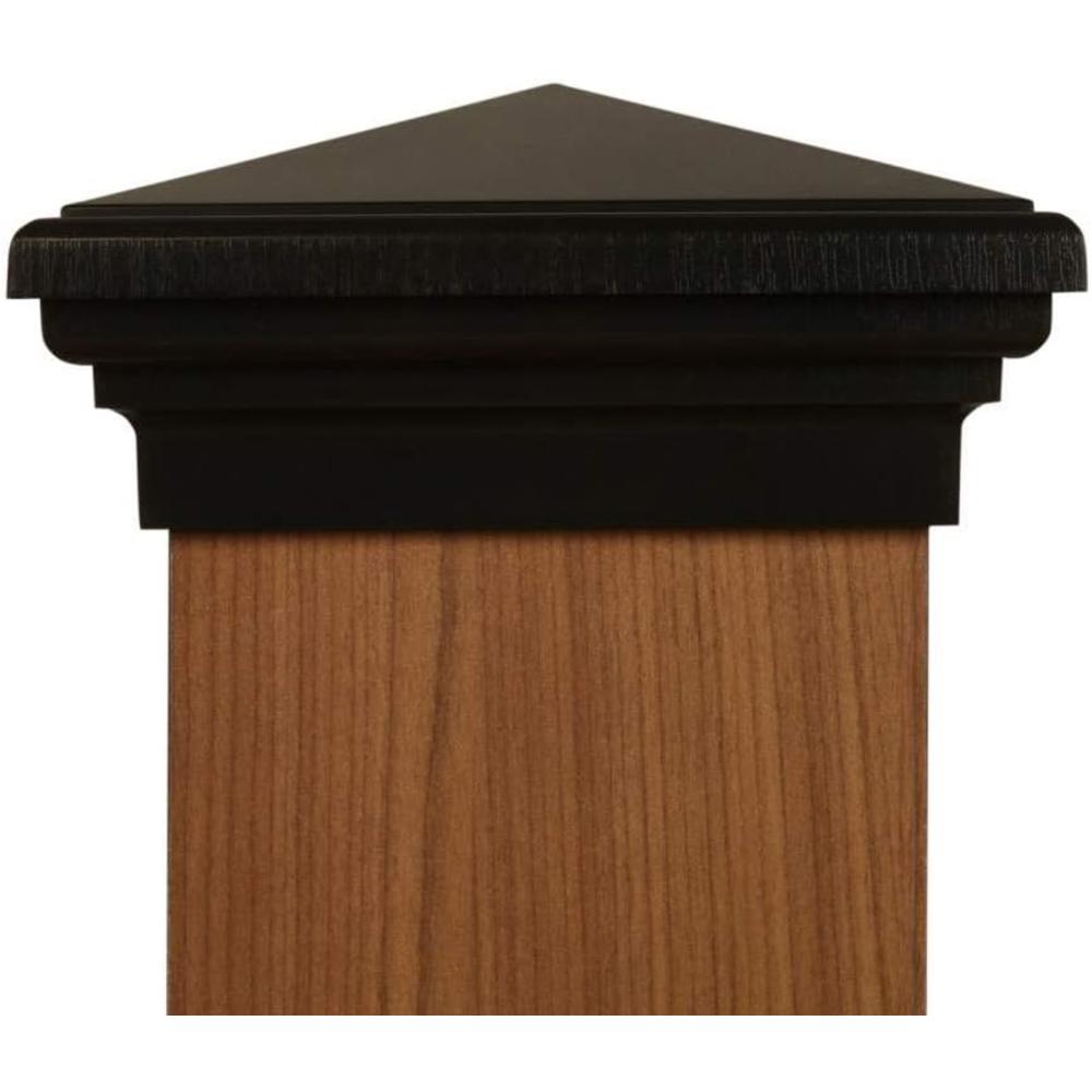 Atlanta Post Caps 6x6 Post Cap (5.5") | Black New England Pyramid Style Square Top for Outdoor Fences, Mailboxes and Decks, by Atlanta Post