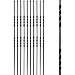 Aotree Iron Balusters - Wrought Iron Stair Balusters - Double Twist Metal Spindles - 44" X 1/2" - Box of 10 (Satin Black)