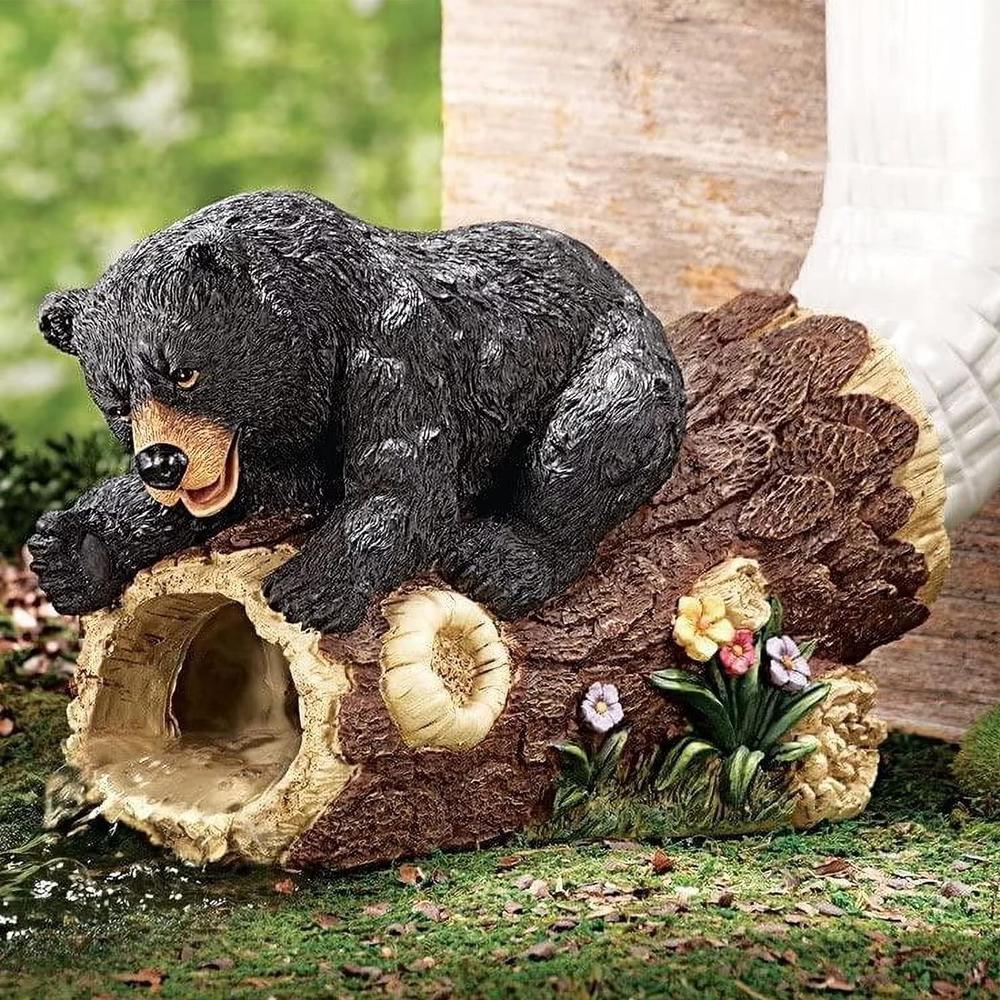 GARDEN WHISPER Outdoor Statue for Downspout Extension, Curious Bear Shape Downspout Diverter Garden Decorative, Whimsical Full Color Downspout