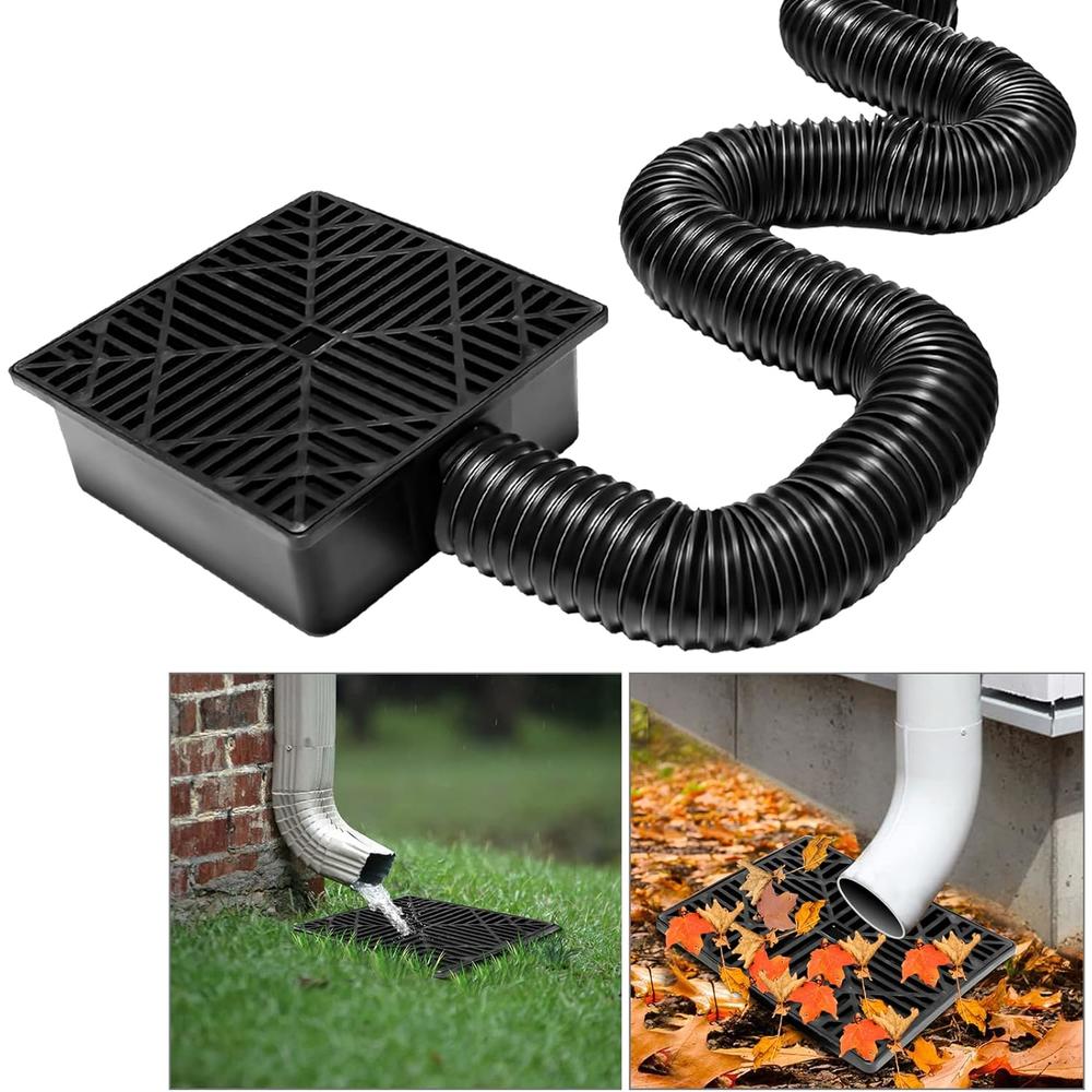 ZNNCO Upgraded Gutter Downspout Extensions Flexible, No Dig Catch Basin Downspout Extension with Leak-Proof Splash Block Kit,Extendab