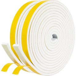 fowong White Door Weather Stripping 26 Feet, 1/2 Inch Wide X 1/4 Thick, High Density Foam Tape Roll Neoprene Rubber Adhesive Wea