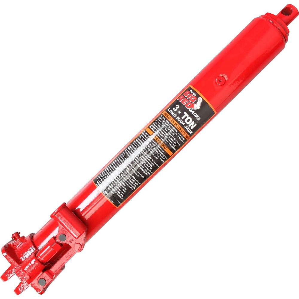 Big Red 3 Ton Hydraulic Long Ram Jack with Single Piston Pump and Clevis Base (Fits: Garage/Shop Cranes, Engine Hoists, and More) w/Han