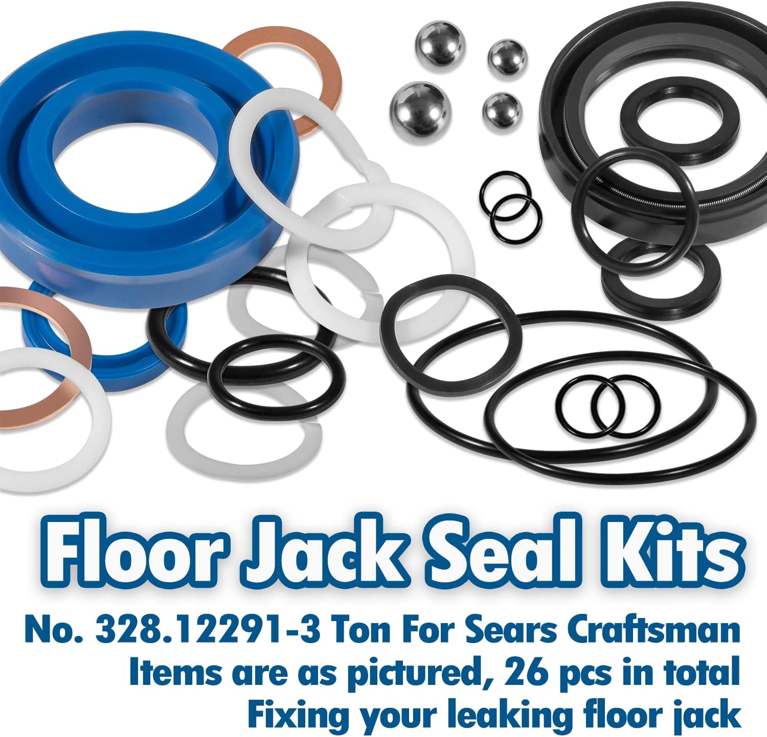 Bzumperyz Floor Jack Seal Kits No. 328.12291-3 Ton for Sears Craftsman Replacement Part (26pcs)