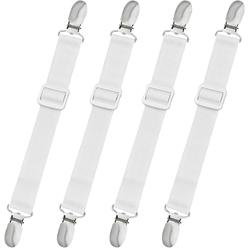 YunTop 4 Pcs Adjustable Bed Sheet Straps for Mattress Bed Sheet Fasteners Bed Sheet Holder Elastic Sheets Straps with Clips