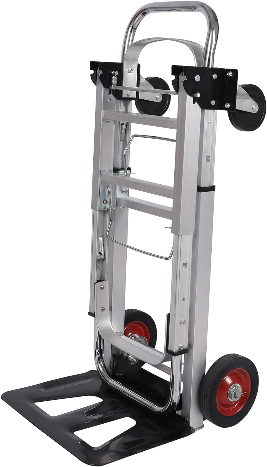 REDSWING 2 in 1 Aluminum Hand Truck and Dolly, Convertible Portable Hand Cart with Wheels, Heavy Duty Handtruck Flatform Cart, 330lbs We
