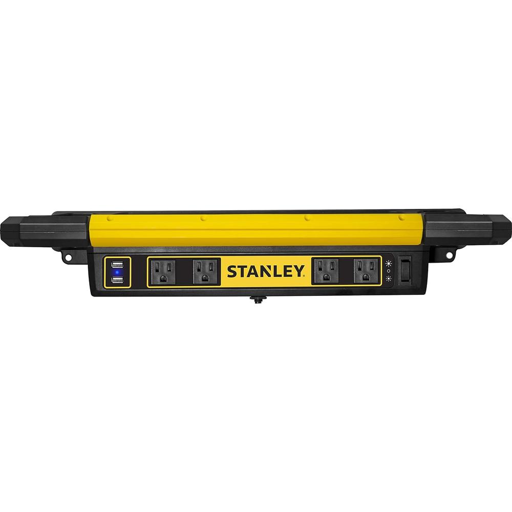 Stanley PSL1000S Adjustable 45 COB LED Workbench Light with AC Power Outlets, Dual 2.1 Amp USB Charging Ports, and Tool Storage