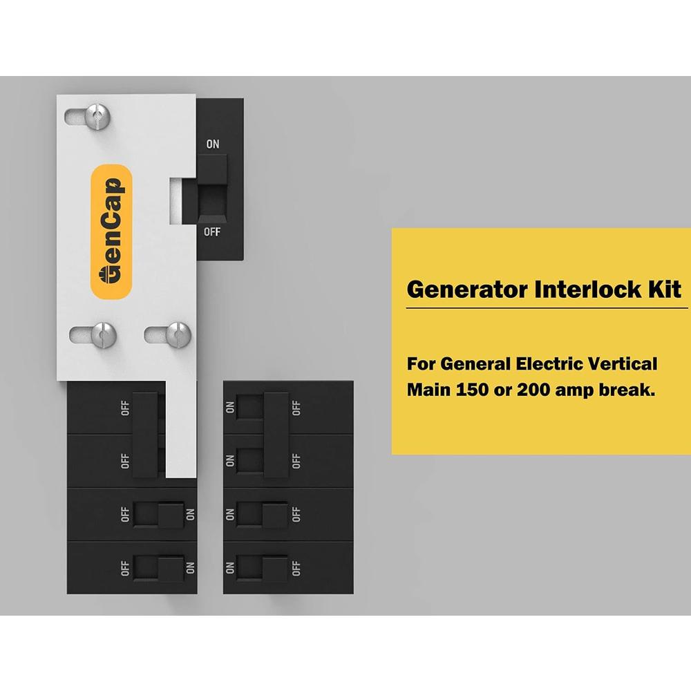 GENCAP Generator Interlock Kit Compatible with GE Vertical Main 150 and 200 AMP Panels, for Safe Usage of Portable Power During Outage