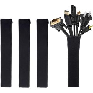 JOTO [4 Pack] Cable Management Sleeve, 19-20 Inch Cord Organizer System  with Zipper for TV Computer Office Home Entertainment, Flex