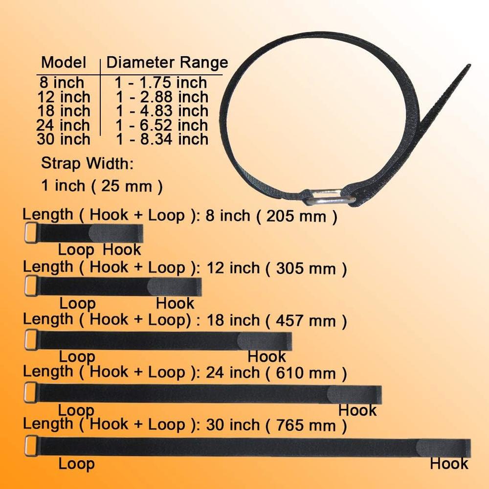 VIGAER 8"-12"-18"-24"-30" Reusable Fastening Cable Straps, 30 Pcs Securing Straps Adjustable Nylon Hook and L