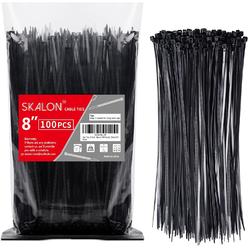 SKALON Zip Ties 8 inch (100 Pack), 40lbs Tensile Strength, Black Cable Ties, Wire Ties for indoor and outdoor use, by Skalon