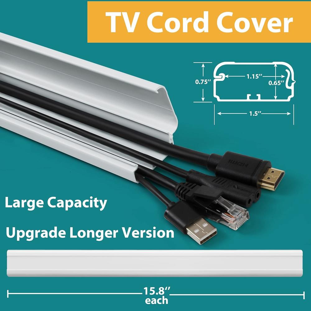 ZhiYo TV Cord Cover for Wall, 31.5 inch Cable Concealer, Cord Hider for  Wall Mounted TV, Paintable Wall Cable Cover to Hide Wires, Wh