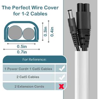 ZhiYo Wire Covers for 2 Cords, 68in Wire Hider on Wall Mounted, White Cord Cover Kit, Cable Cover Paintable, Cable Concealer for Exte