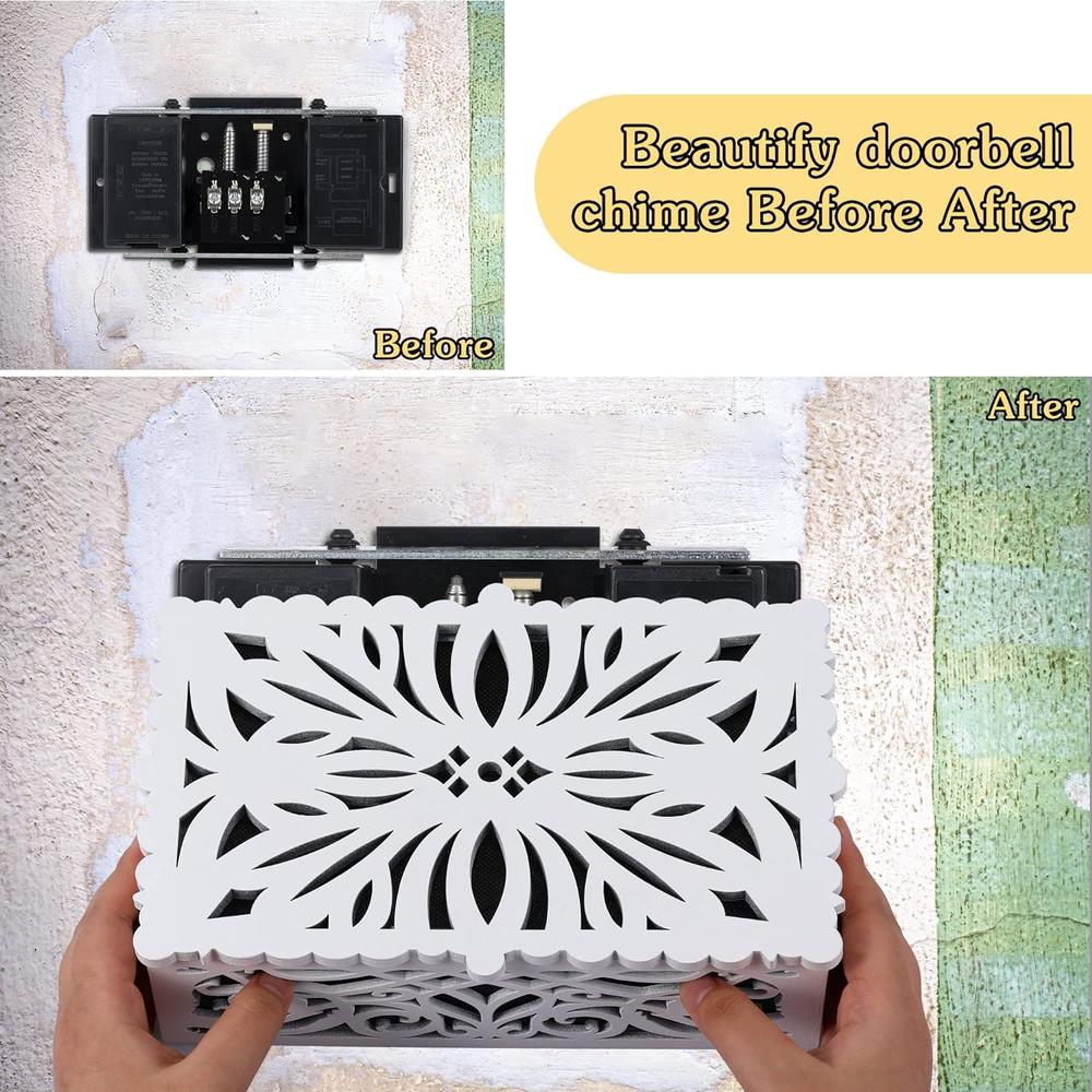 Saillong Doorbell Chime Cover Box Only, Wooden Ring Doorbell Cover Plate Inside House, Decorative Door Bell Box Cover for Indoor/Outdoor
