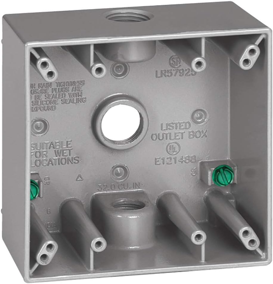 Sigma Electric Sigma Engineered Solutions, Gray  14352 3/4-Inch 3 Hole 2-Gang Box