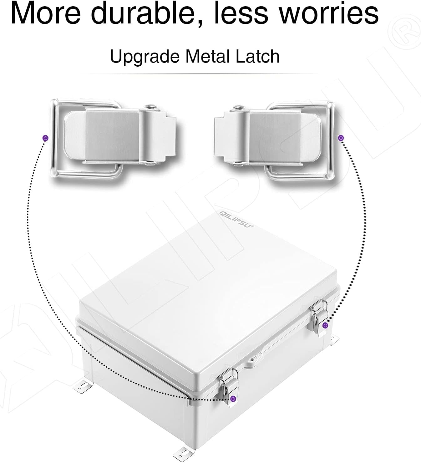 YUEQING QILI ELECTRICAL CO.,LT QILIPSU Hinged Cover Stainless Steel Latch 370x270x150mm Junction Box with Mounting Plate, ABS Plastic DIY Electrical Project C
