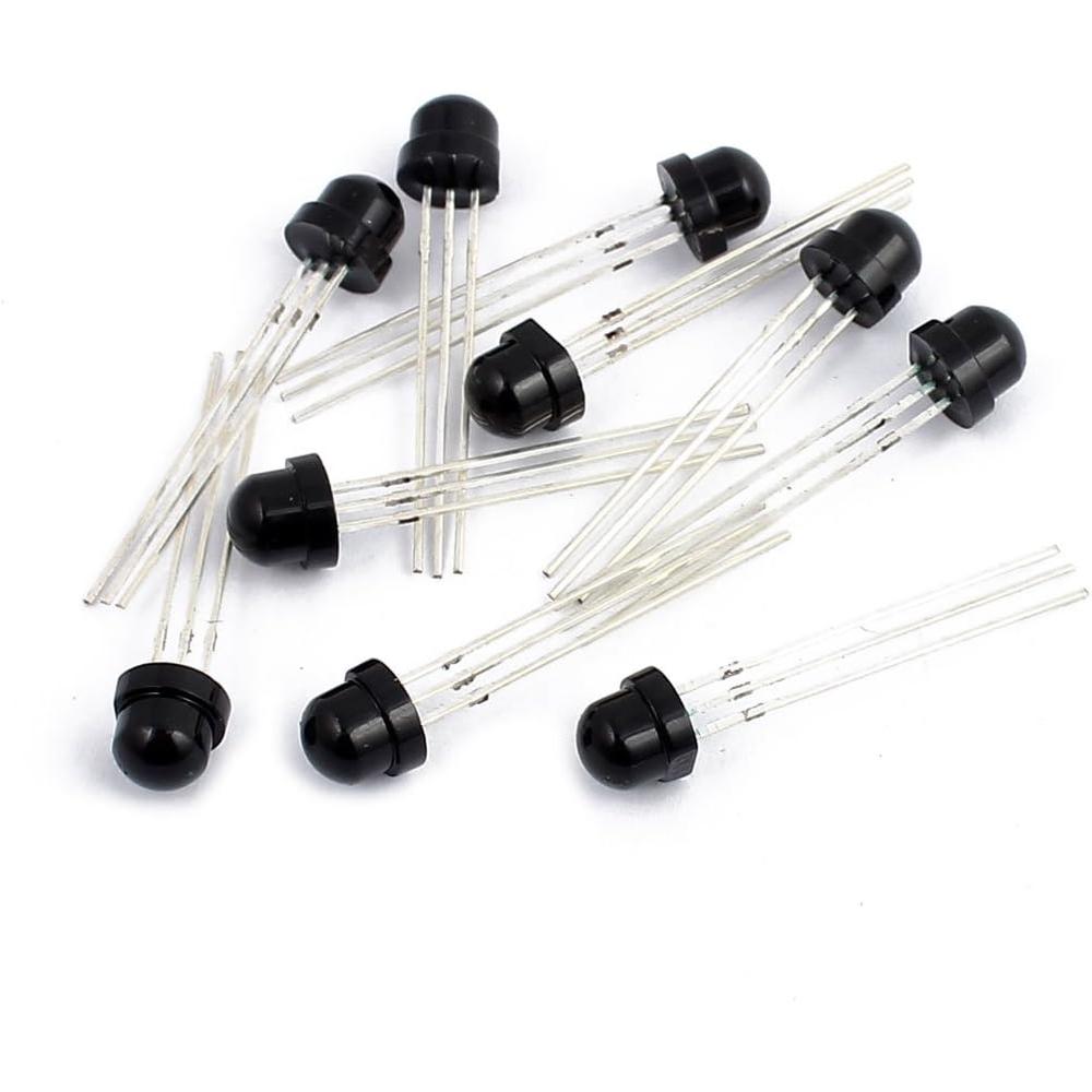 UXCELL 10Pcs CHT0038N 3Pins 5mm Round Head Infrared Receiver Photodiodes IR Diode 1.5mm Pin Pitch