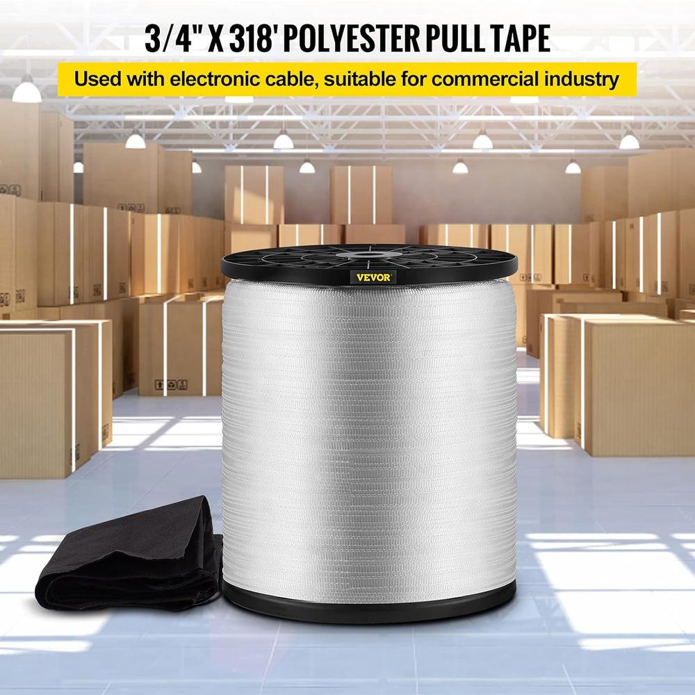 VEVOR 2500Lbs Polyester Pull Tape, 318' x 3/4" Flat Tape for Wire