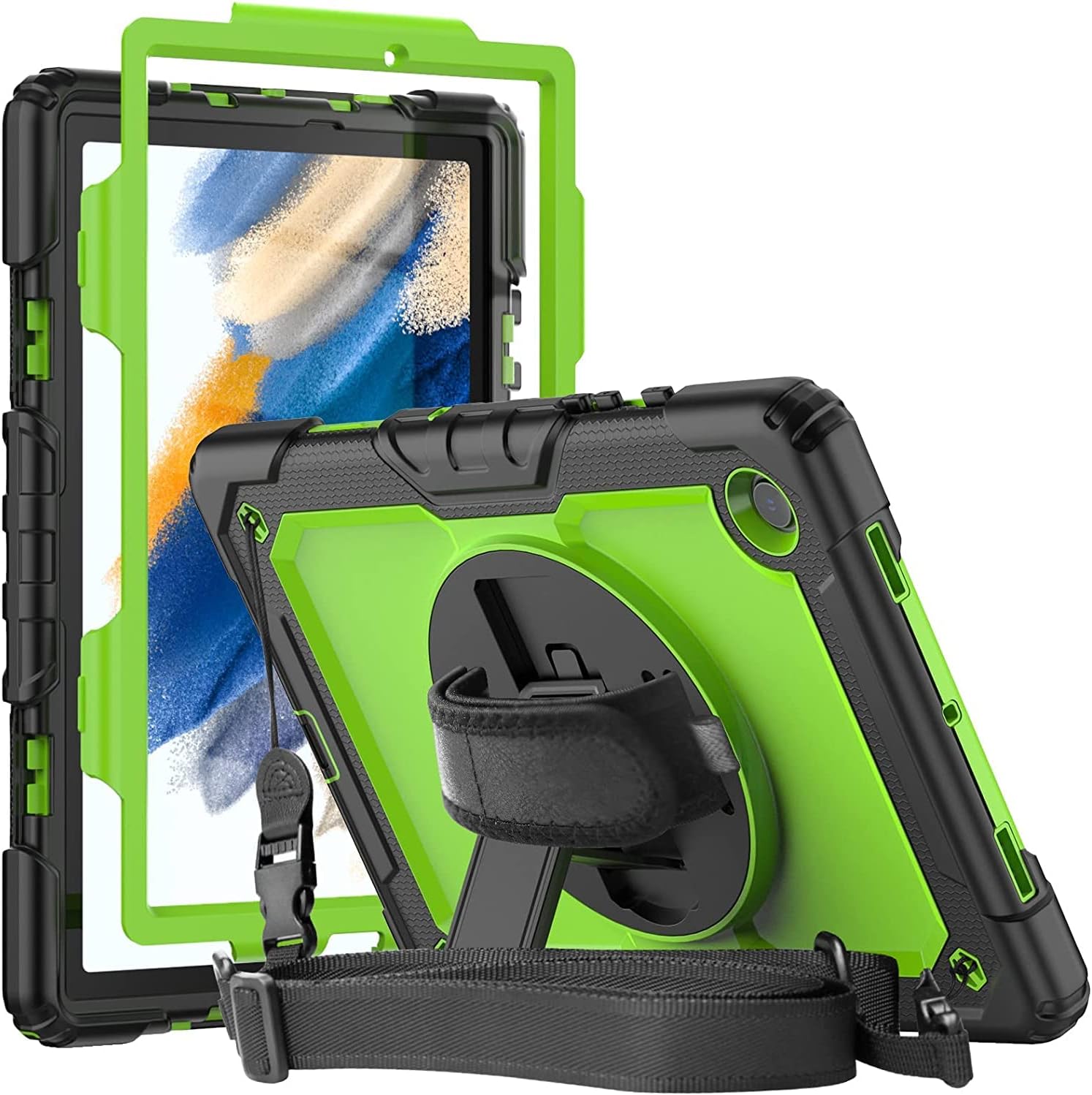 Herize Galaxy Tab A8 10.5 Case SM-X200/X205/X207 | 3 Layer Dropproof Silicone Rugged Protection Case W/Screen Protector Pencil Holder
