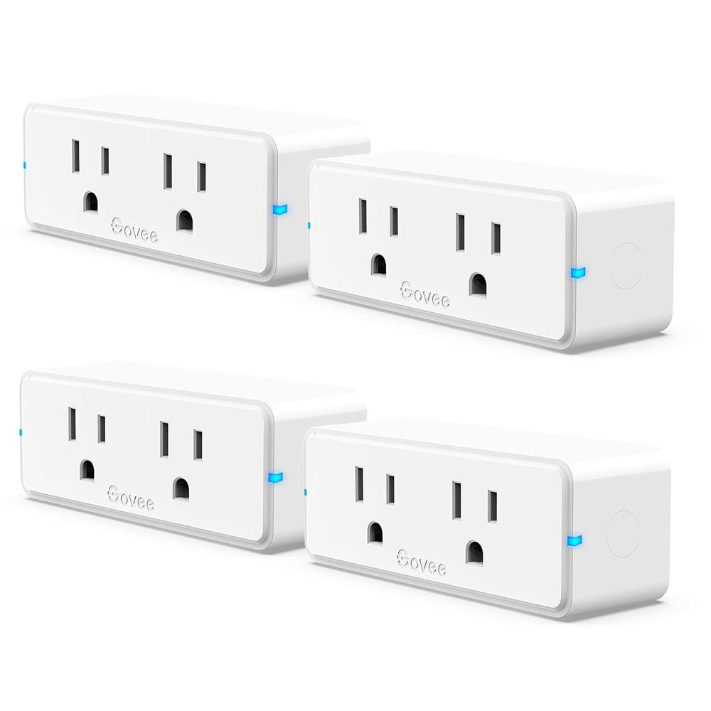 Generic Govee Dual Smart Plug 4 Pack, 15A WiFi Bluetooth Outlet, Work with Alexa and Google Assistant, 2-in-1 Compact Design, Govee HOM