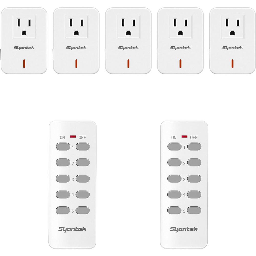 syantek Remote Control Outlet Wireless Light Switch for Household Appliances, Expandable Remote Light Switch Kit, Up to 100 ft Range, F