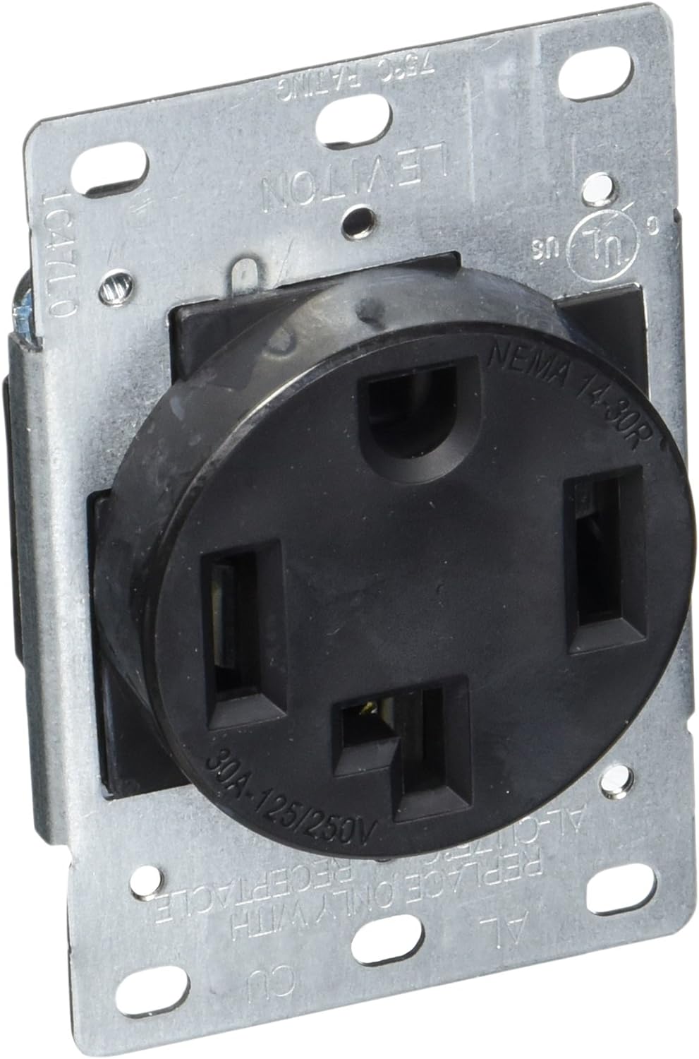 Leviton 278-S00 4-Wire, 30-Amp, 250V Flush Mount Dryer Receptacle,Black