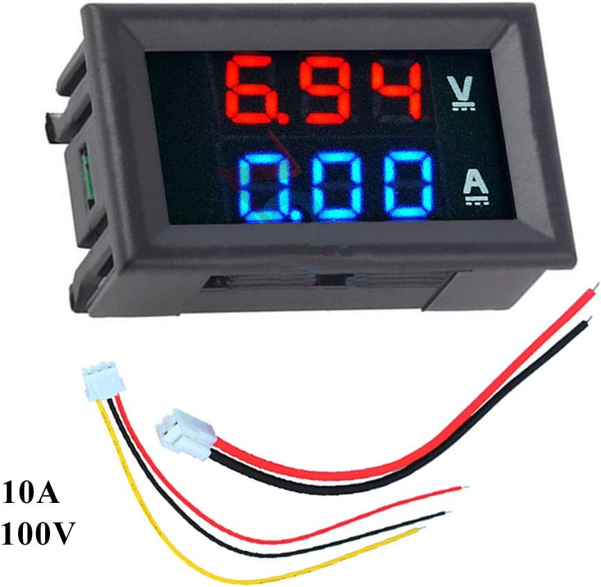 HiLetgo 2pcs 0.28" Digital Voltmeter Ammeter DC 100V 10A Amp Voltage Current Meter Tester 0.28 Inch 3 Bits Blue + Red Dual LED Dis