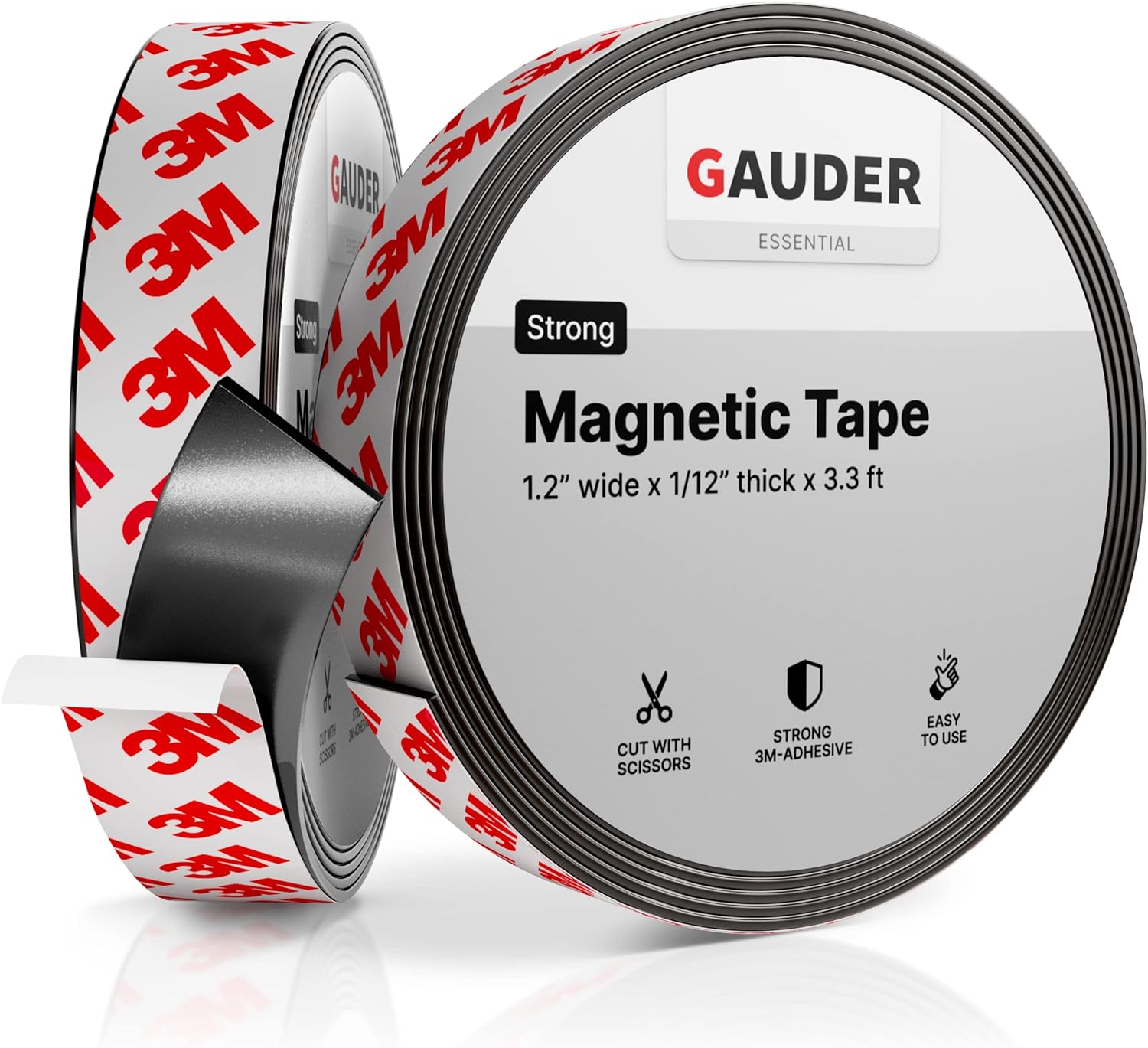 GAUDER Strong Magnetic Tape Self Adhesive (3.3 Feet Long x 1.2 Inch Wide) |  Magnetic Strips with Adhesive Backing | Magnet Roll