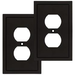 Henne Bery Modern Edge Decorative Wall Plate Switch Plate Outlet Cover, Durable Solid Zinc Alloy (Single Duplex 2PK, Matte Black)