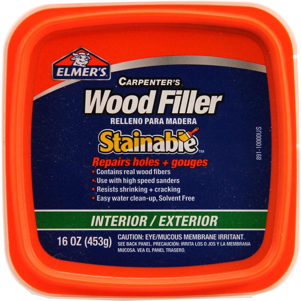 Elmer's E891 Carpenter's Stainable Wood Filler, 1 Pt Tub, 12-24, 1 Pint, Light Tan