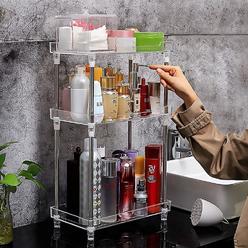 KTAB Bathroom Organizer Countertop,3-Tier Vanity Tray Shelf Cosmetic Organizer Perfume Skincare Stanading Counter Shelf,Multi-Functi