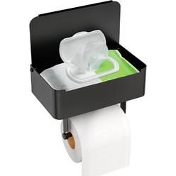 JUYSON Toilet Paper Holder with Shelf, Flushable Wipes Dispenser Fits for Bathroom Wipe Storage, Keep Your Wipes Hidden Out of Sight -