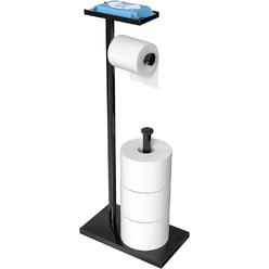 CISILY Black Toilet Paper Holder Stand with Phone Shelf, Bathroom Decor Toliet. Tissue Paper Roll Holder Free Standing Storage,