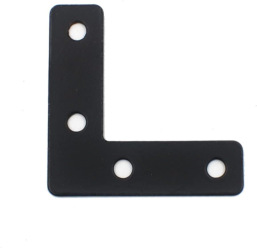 DGOL 20 Packs Two Sizes 3-1/8 inch and 2 inch"L" Black Flat Corner Braces with Screw, Picture Photo Frame Angle Bracket
