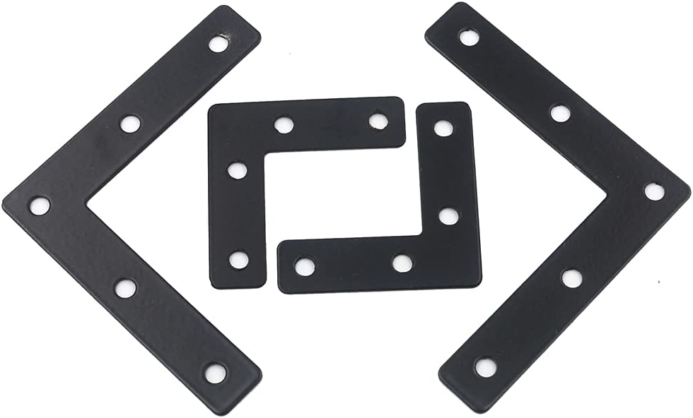 DGOL 20 Packs Two Sizes 3-1/8 inch and 2 inch"L" Black Flat Corner Braces with Screw, Picture Photo Frame Angle Bracket
