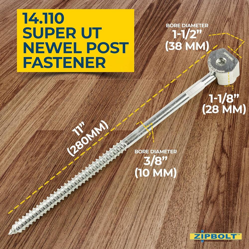 Zipbolt Super UT 14.110 Newel Post Fastener &#226;&#128;&#148; Quick and Easy Wrench-Free Installation of Staircase Newel P